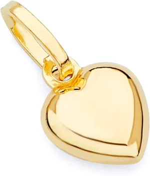 14k REAL Yellow Gold Heart Charm Pendant