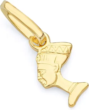 14k REAL Yellow Gold Queen Nefertiti Charm Pendant