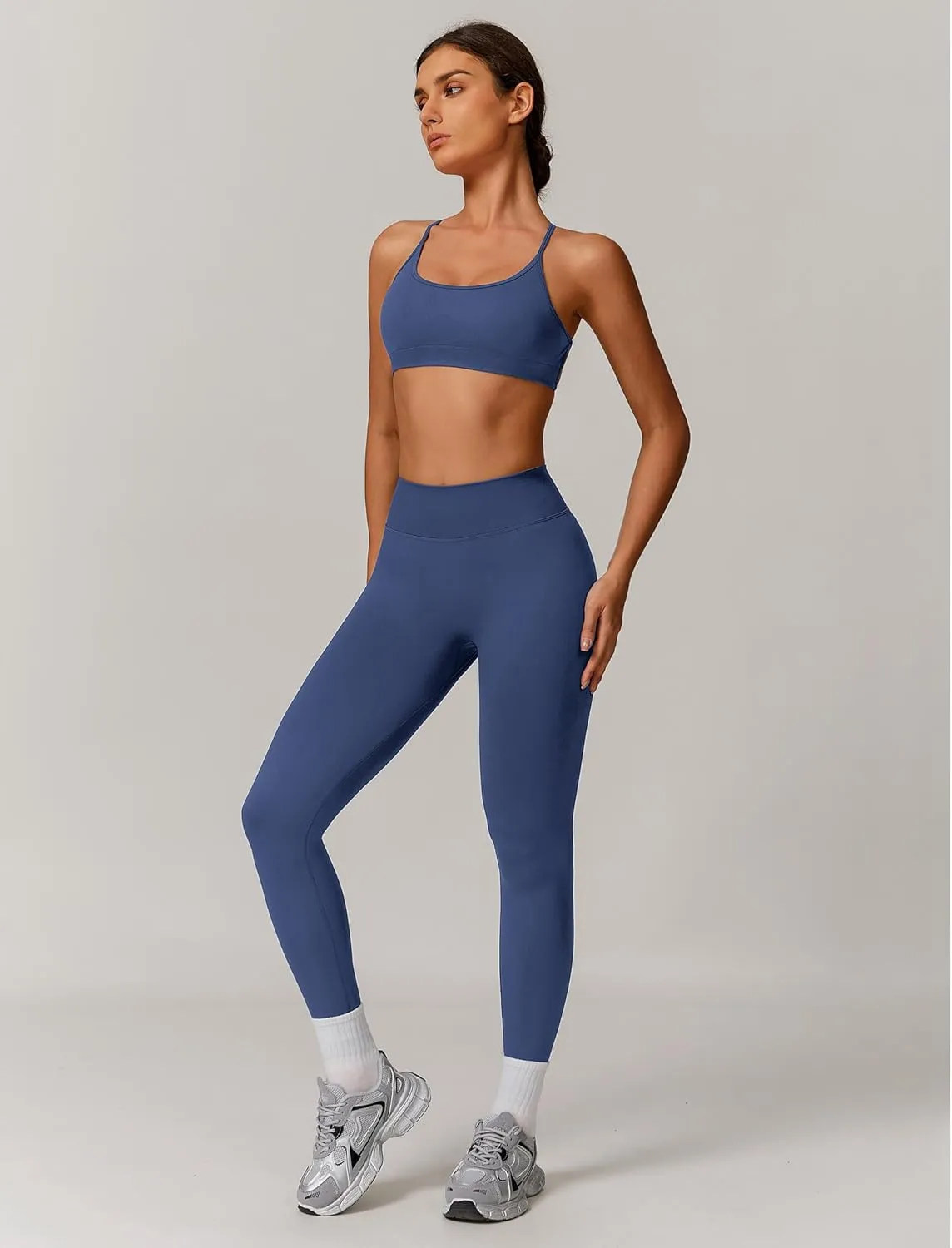 ABOCIW Womens Seamless Workout Sets Backless Sports Bra Scrunch Butt Lifting High Waist Leggings Matching Gym Set