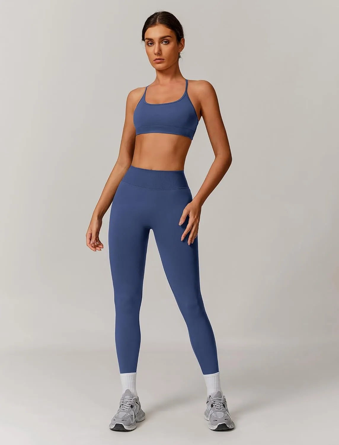 ABOCIW Womens Seamless Workout Sets Backless Sports Bra Scrunch Butt Lifting High Waist Leggings Matching Gym Set
