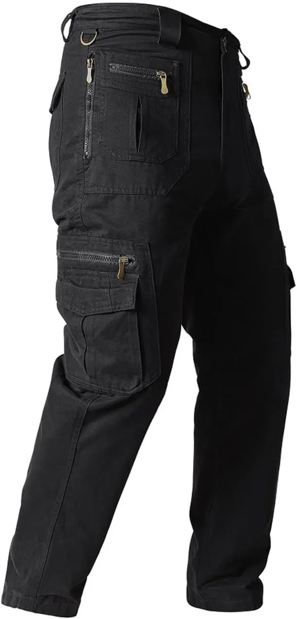 ADHOWBEW Men's Pants Relaxed Fit Work Cargo Pockets Outdoor Straight Pants