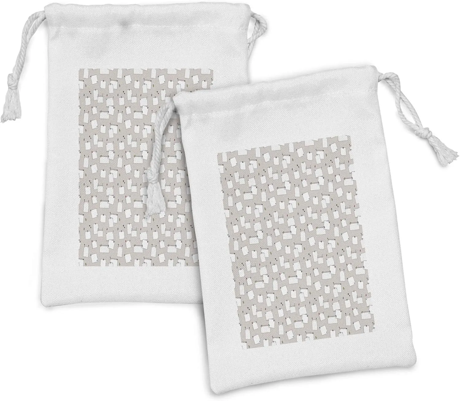 Ambesonne Abstract Fabric Pouch Set of 2, Pin Board Needles Pins Note Papers Office Work Business Concept, Small Drawstring Bag for Toiletries Masks and Favors, 9" x 6", Warm Taupe and Multicolor
