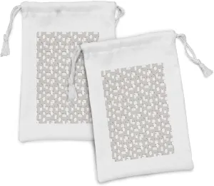 Ambesonne Abstract Fabric Pouch Set of 2, Pin Board Needles Pins Note Papers Office Work Business Concept, Small Drawstring Bag for Toiletries Masks and Favors, 9" x 6", Warm Taupe and Multicolor