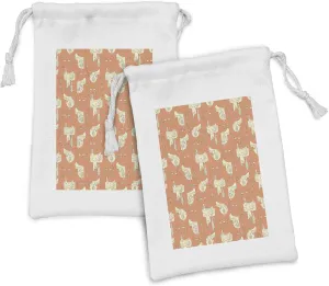 Ambesonne Horse Fabric Pouch Set of 2, Demonstration of Saddles and Bits Riding Western Elements Vintage Theme, Small Drawstring Bag for Toiletries Masks and Favors, 9" x 6", Dark Peach and Cream