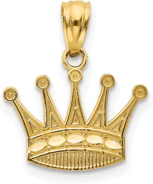 Avariah Solid 10k Yellow Gold Crown Pendant - 15mm