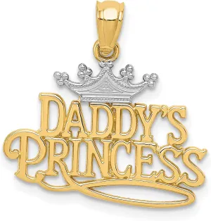 Avariah Solid 14k Yellow Gold and Rhodium DADDYS PRINCESS Pendant - 22mm