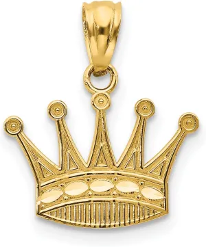 Avariah Solid 14k Yellow Gold Crown Pendant - 15mm
