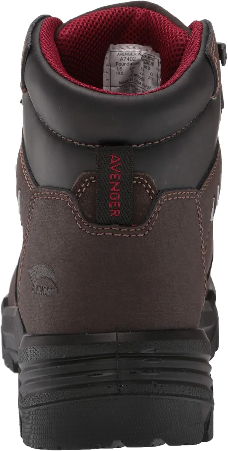 Avenger Work Boots Men's A7402 Foundation Met 6" Carbon Toe Waterproof Work Boot