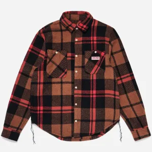 BARRINGTON BRUSHED FLANNEL SHIRT - BROWN/BLACK-RED