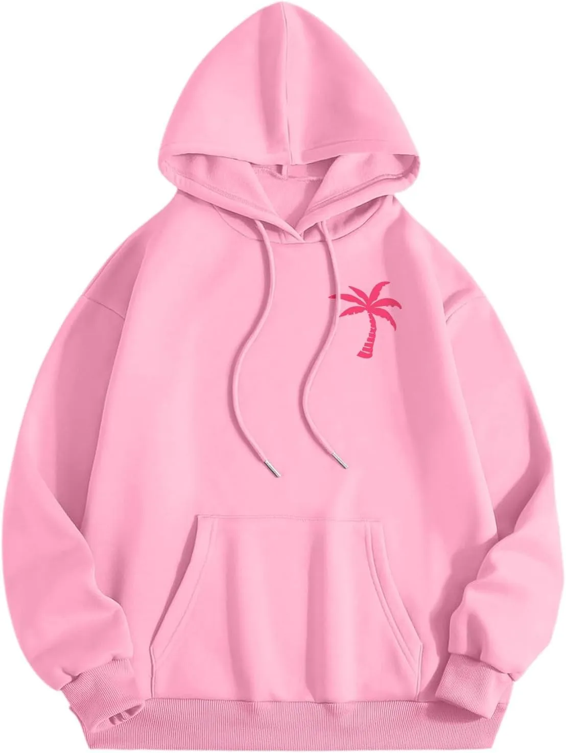 Beach Cute Graphic Hoodiesfor Women ?Oversized Hoodie for Teen Girls Long Sleeve Pink Tree Meet Me Preppy Sweatshirts