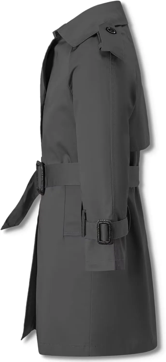 Betusline Boys Waterproof Trench Coat Double Breasted Classic Belted Outwear Jacket Dress Coats
