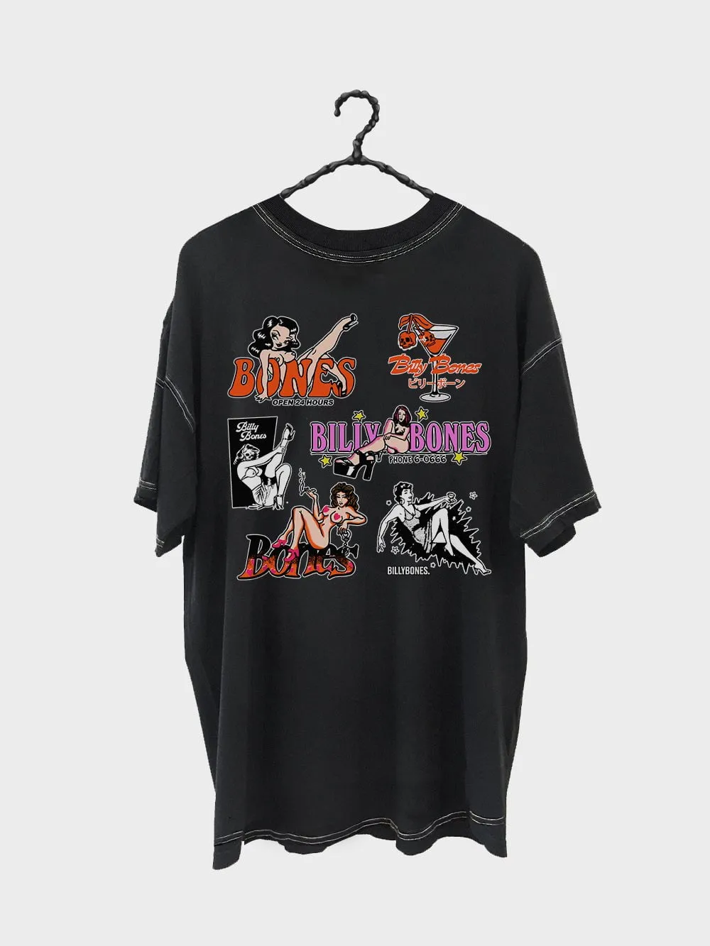 BILLY BONES CLUB CIGARETTES AFTER SEX DIVE BAR TEE - CONTRAST STITCH BLACK