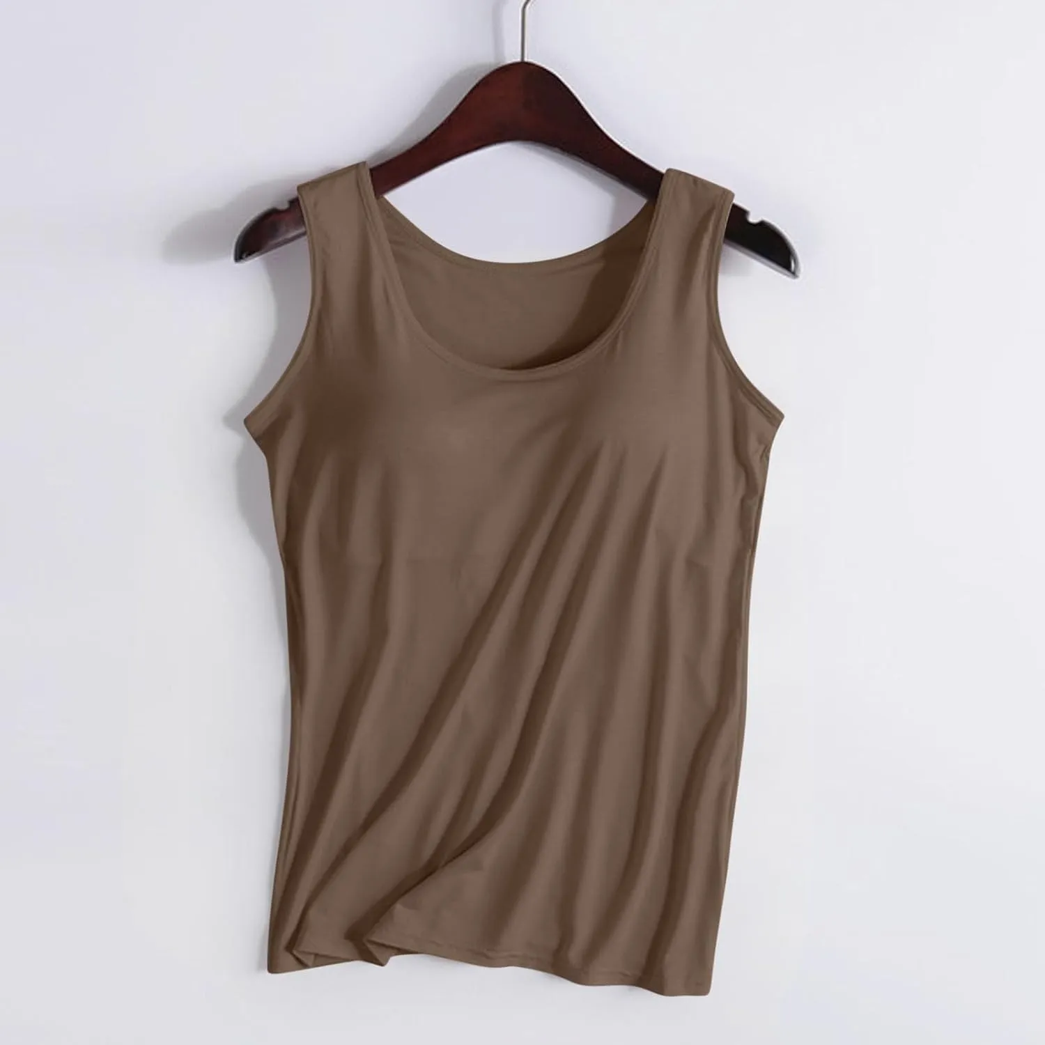 Built in Bra Tank Tops for Women Cotton Padded Womens Spaghetti Strap Camisole Plus Size Sports Bras