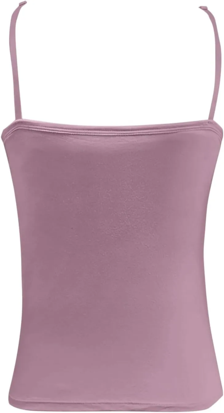 Camisole Tank Top with Built in Bra for Women V Neck Sleeveless Summer Workout Going Out Double Lined Shelf Cami Shirt