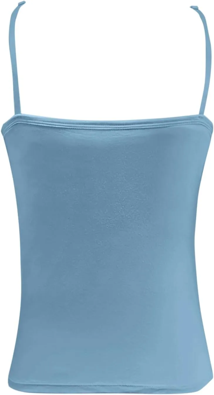 Camisole Tank Top with Built in Bra for Women V Neck Sleeveless Summer Workout Going Out Double Lined Shelf Cami Shirt