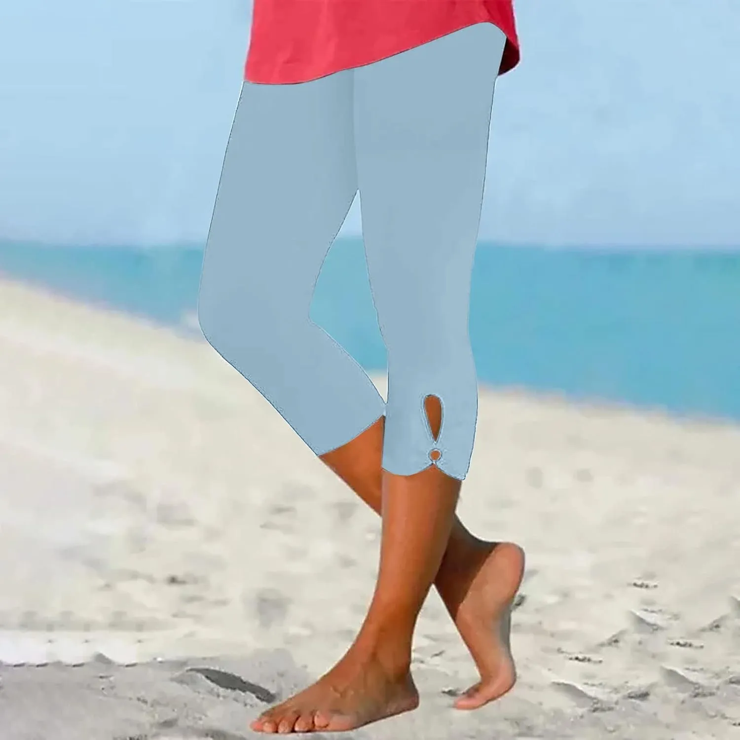 Capri Leggings for Women Plus Size Yoga Pants Summer Essential Cropped Leggings Soft Stretch Workout Tights