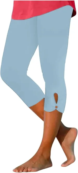 Capri Leggings for Women Plus Size Yoga Pants Summer Essential Cropped Leggings Soft Stretch Workout Tights