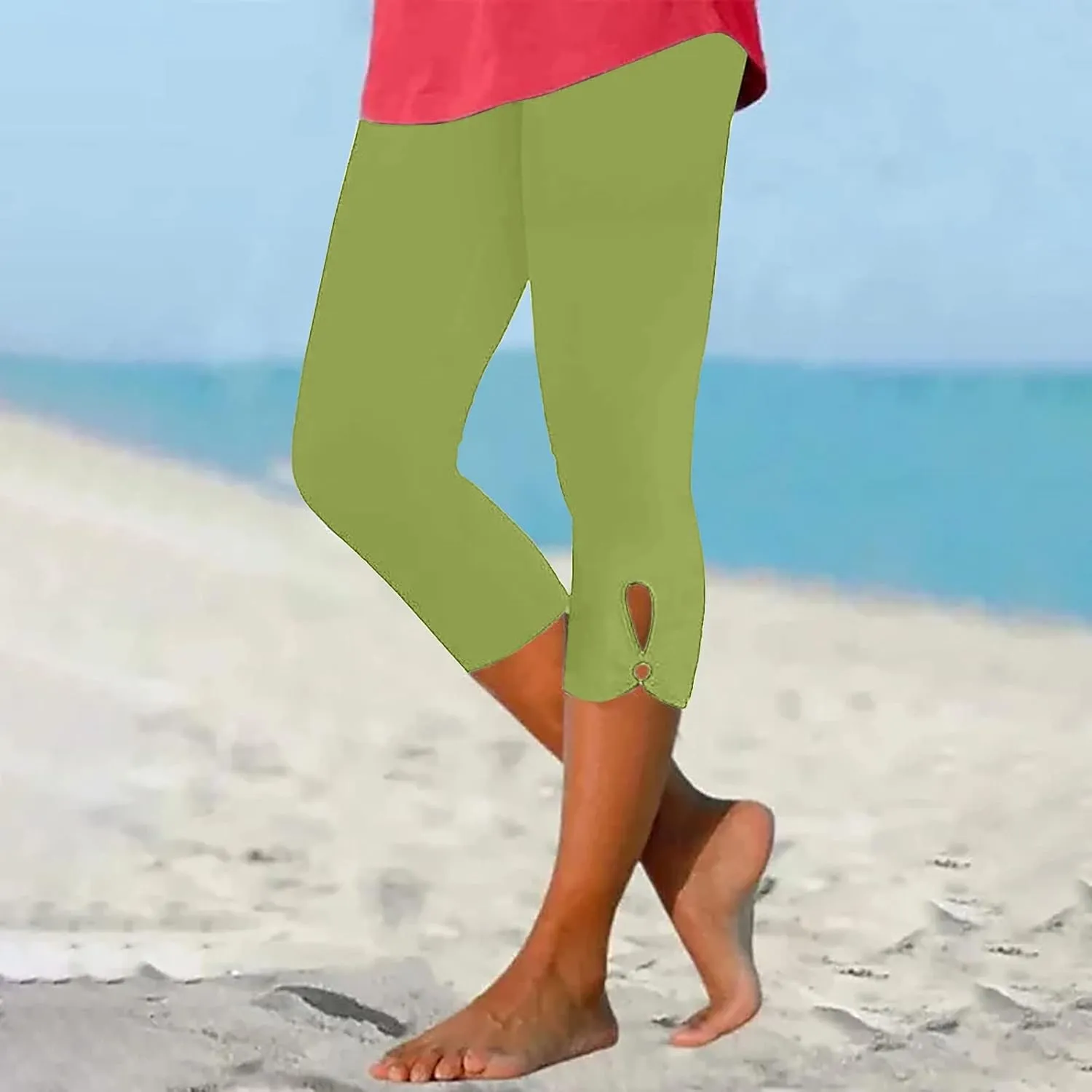 Capris for Women Summer Capri Pants Casual Cropped Pant Yoga High Waist Leggings Boho Trouser Pants Stretch Leggings