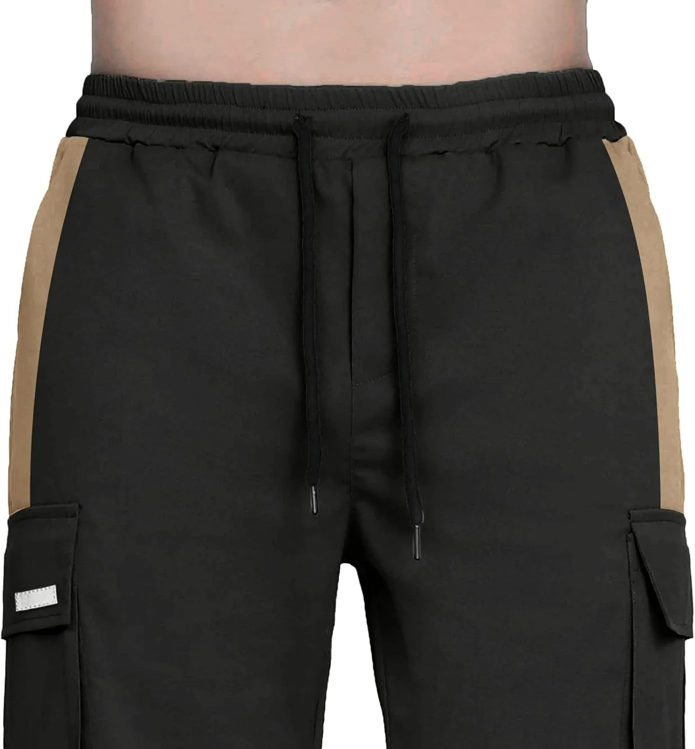 Cargo Pants for Men Baggy Casual Pants for Men False Zipper Pockets Low Rise Jogging Pants Straight Leg Elastic Waist