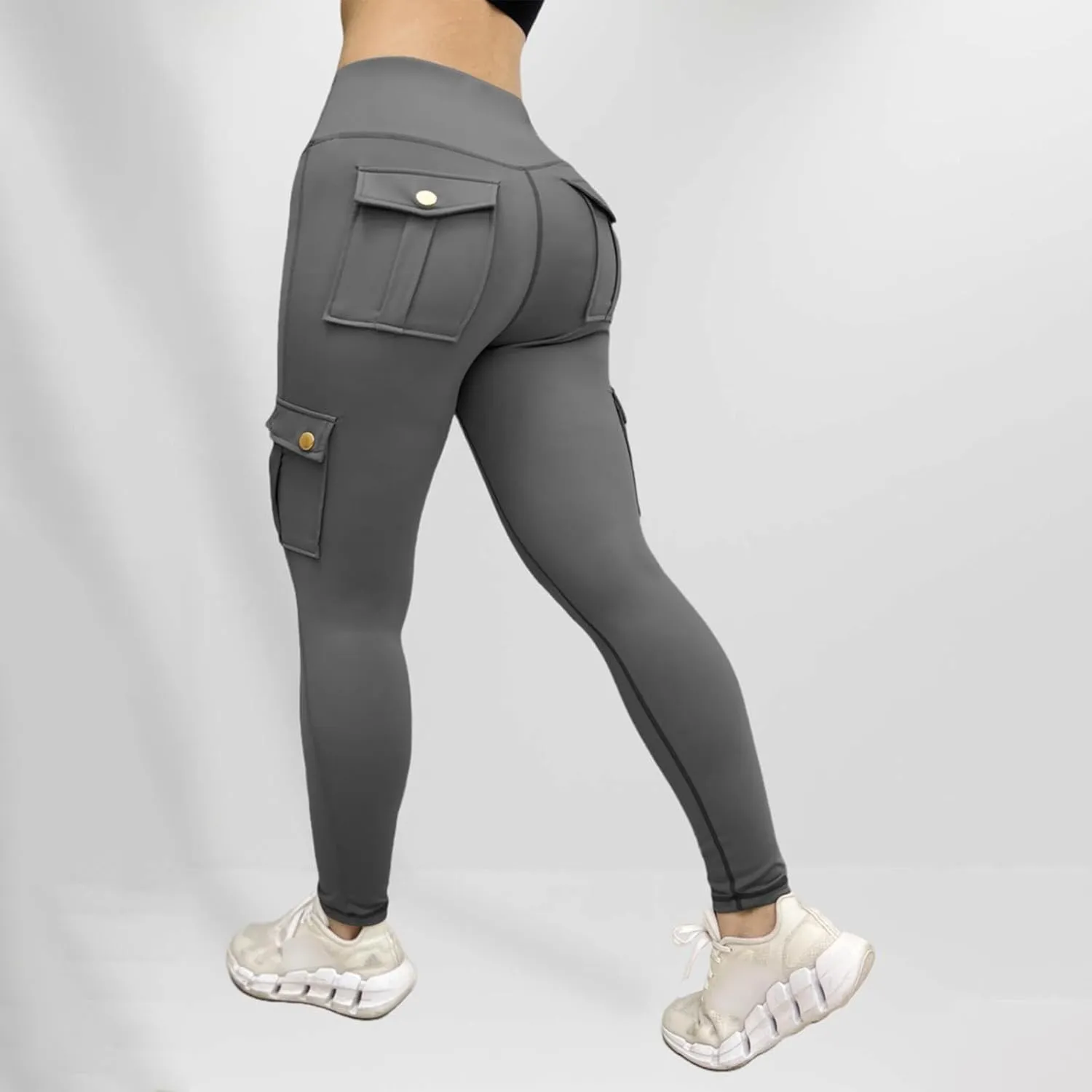 Cargo Pants Womens Butt Lifting Leggings with Flap Pockets Workout Cargo Leggings Casual Hiking Jogger Pants