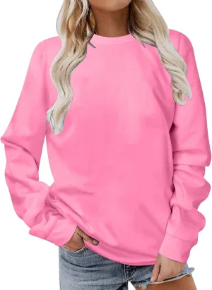 Ceboyel Womens No Hooded Crew Neck Sweatshirt Solid Color Comfy Pullover Tops Long Sleeve Shirts Sweater Trendy Clothes 2024
