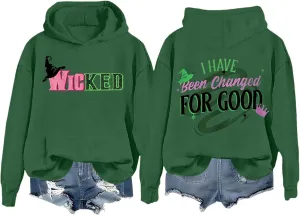 Changed for Good Witch & Princess Sweatshirt Women Pink Green Wicked Graphic Hoodies Novelty Long Sleeve Sweater Tops