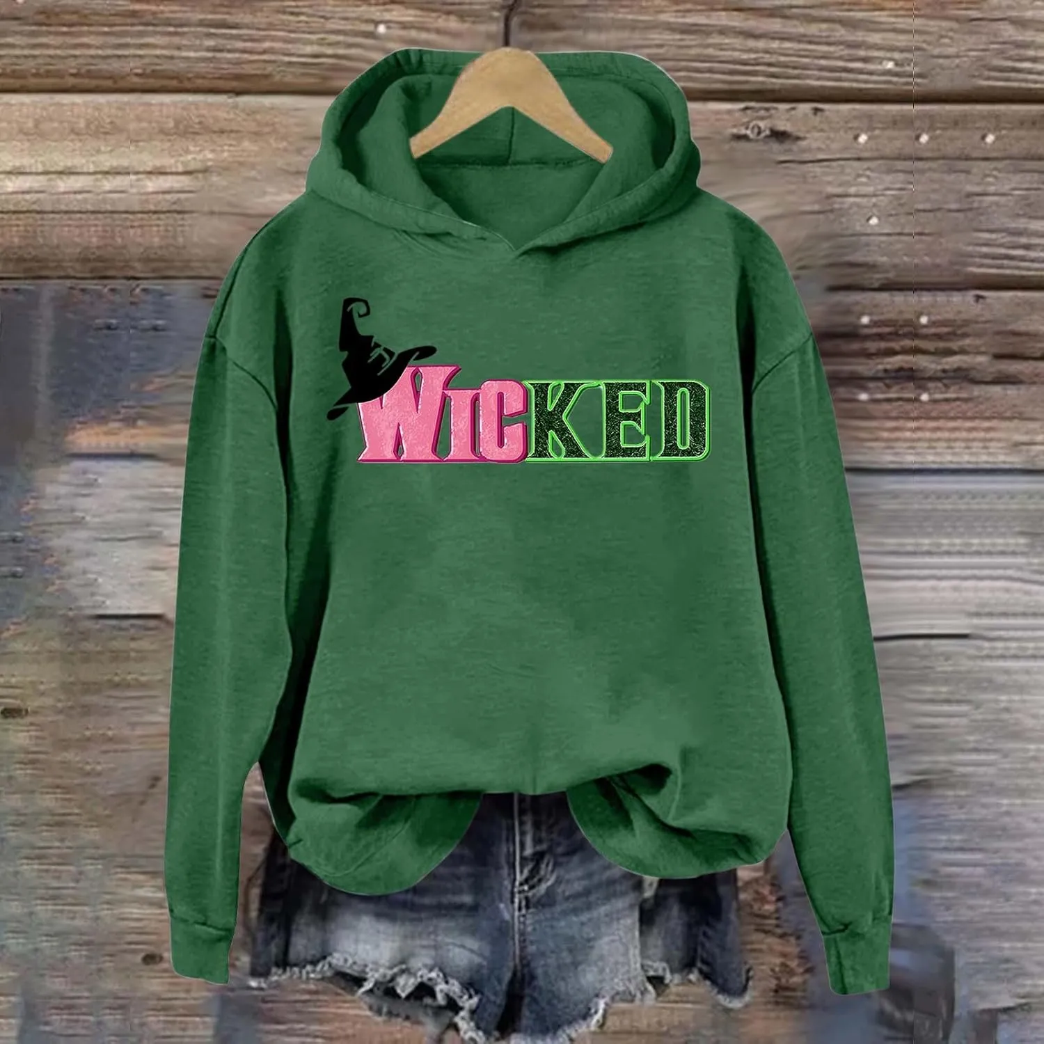Changed for Good Witch & Princess Sweatshirt Women Pink Green Wicked Graphic Hoodies Novelty Long Sleeve Sweater Tops