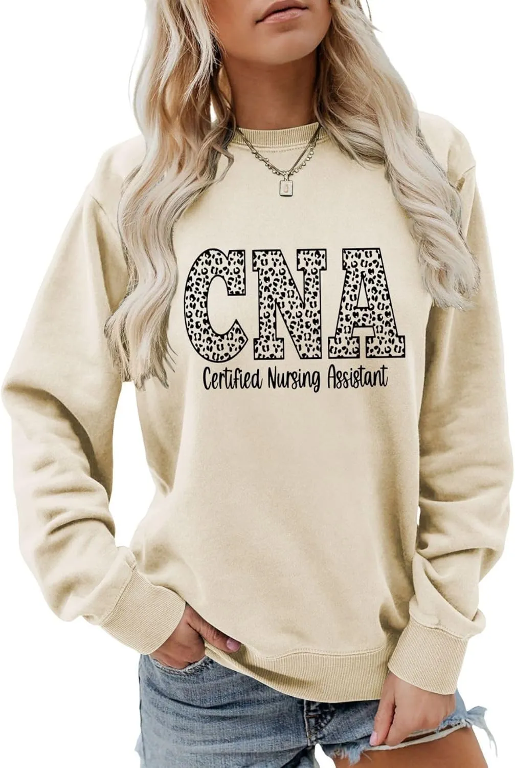 CNA Sweatshirt Certified Nursing Assistant Shirt for Women CNA Nurse Long Sleeve Shirt CNA Crewneck Pullover Top