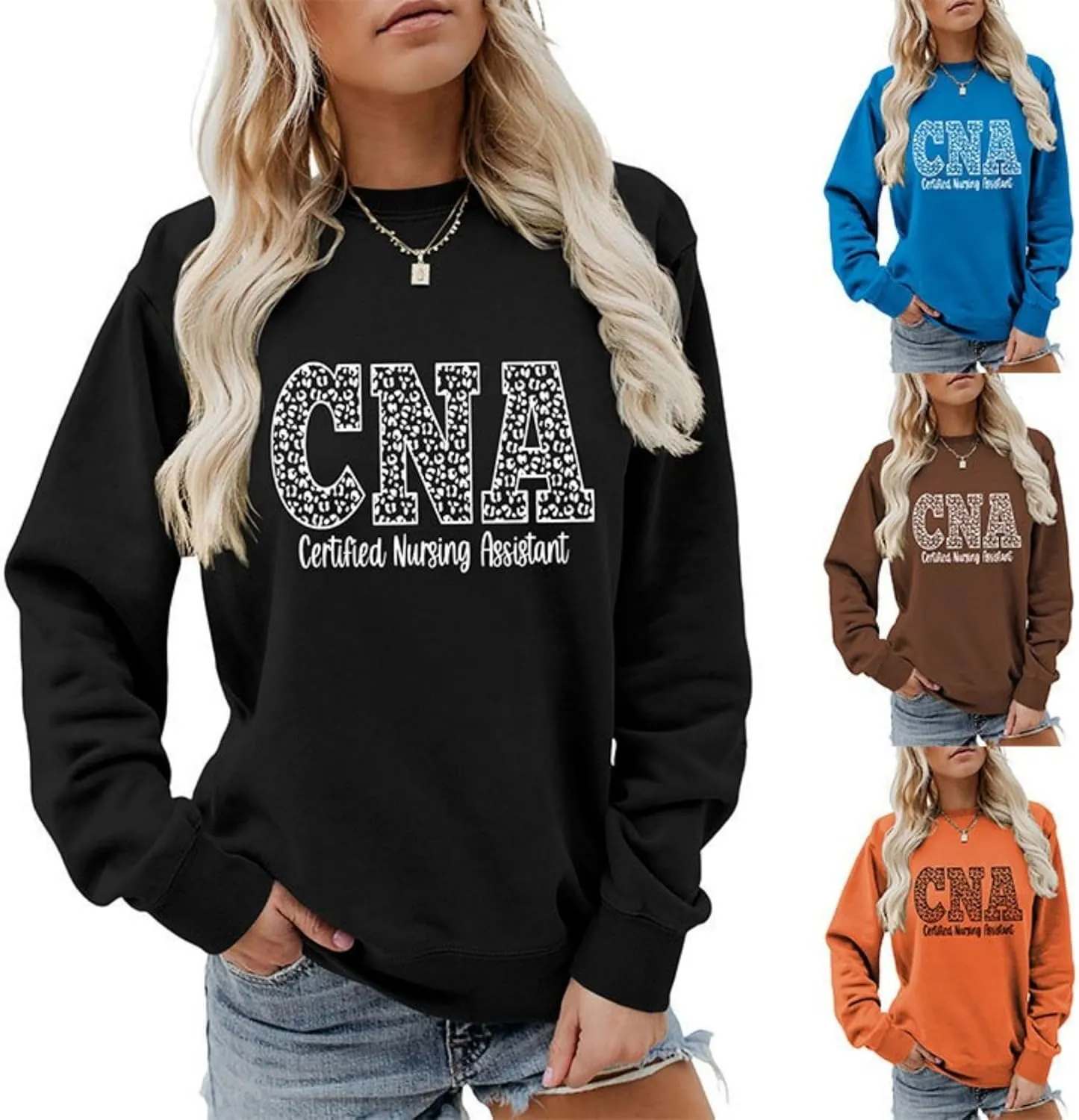 CNA Sweatshirt Certified Nursing Assistant Shirt for Women CNA Nurse Long Sleeve Shirt CNA Crewneck Pullover Top