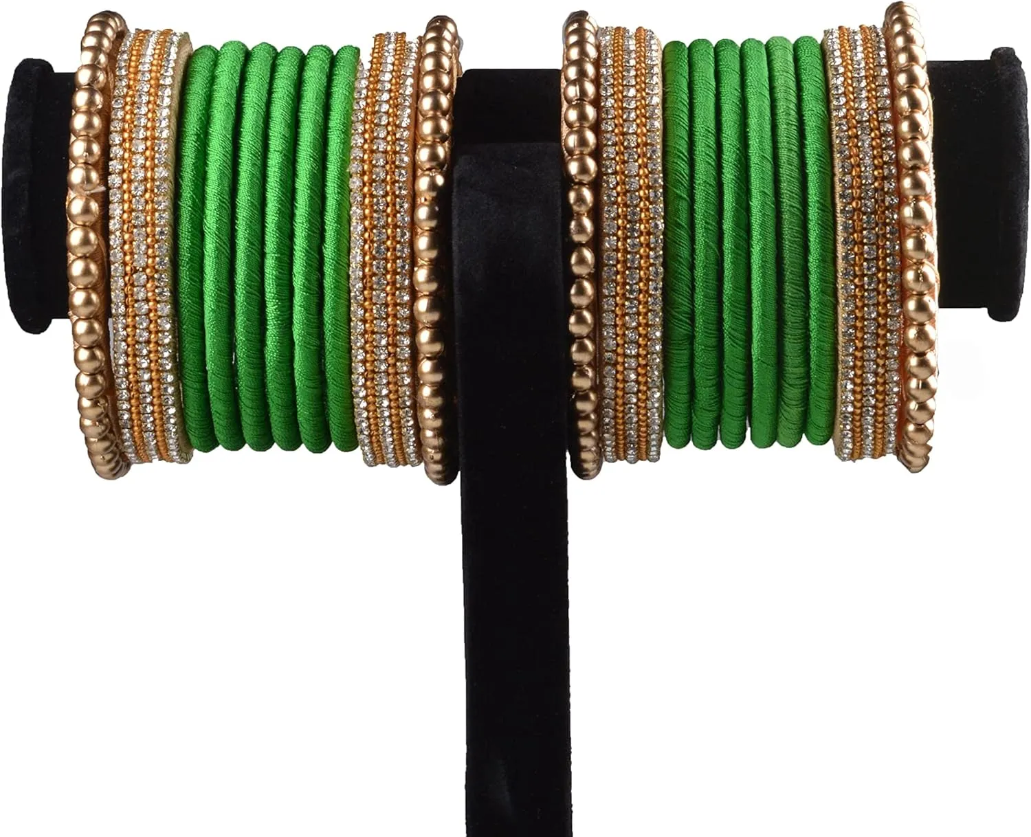 CRAFT LOVE Designer Rhinestone Beaded Silk Thread Bangles Set, Handmade Silk Dori Bangle Set for Women & Girls