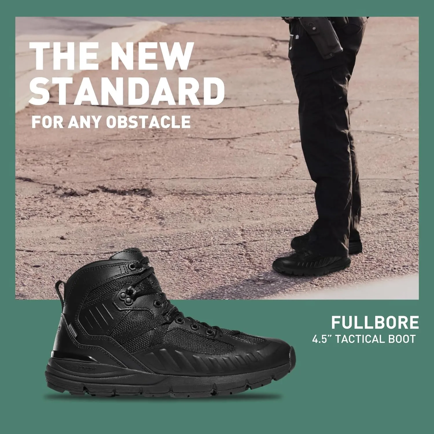 Danner FullBore 4.5 Waterproof Black Tactical Boots for Men - Full-Grain Leather & Mesh, with Shock-Absorbing Midsole & Slip-Resistant Outsole