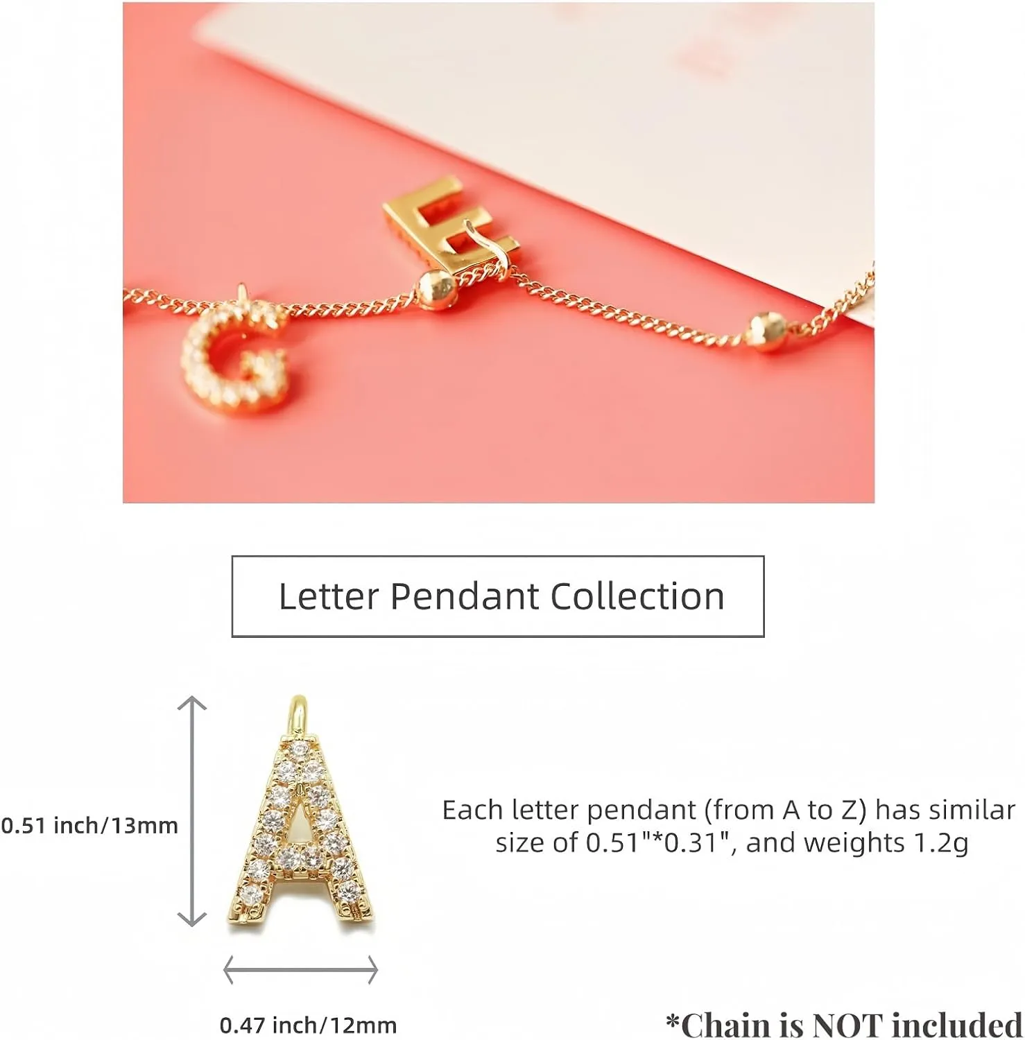DIY 18K Gold Initial Pendants, Custom Letter Pendants Charms, Pendant Necklace for Women, Personalized Monogram Letters, Gold Jewelry for Women, Gift for Birthday, Christmas