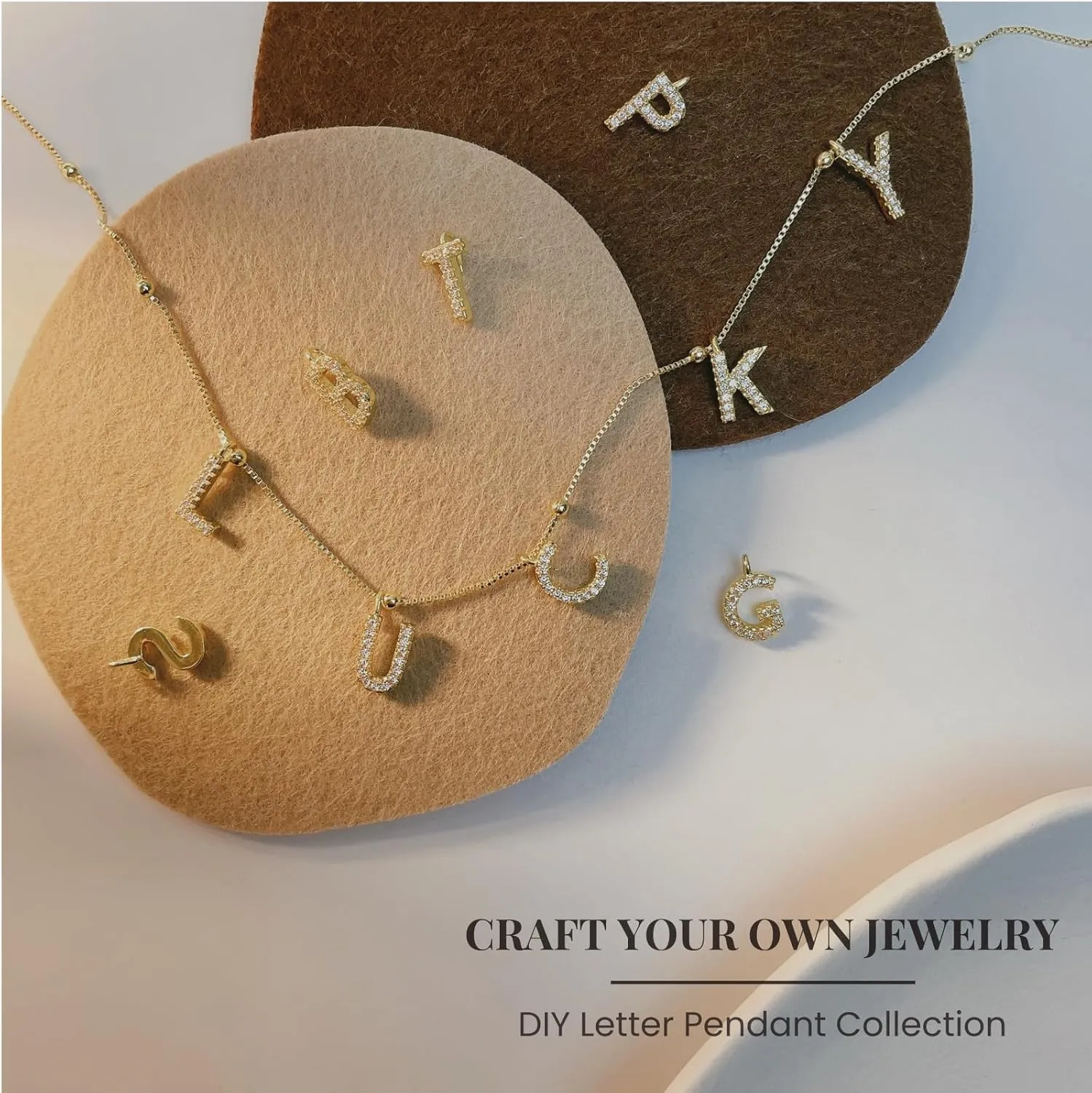 DIY 18K Gold Initial Pendants, Custom Letter Pendants Charms, Pendant Necklace for Women, Personalized Monogram Letters, Gold Jewelry for Women, Gift for Birthday, Christmas