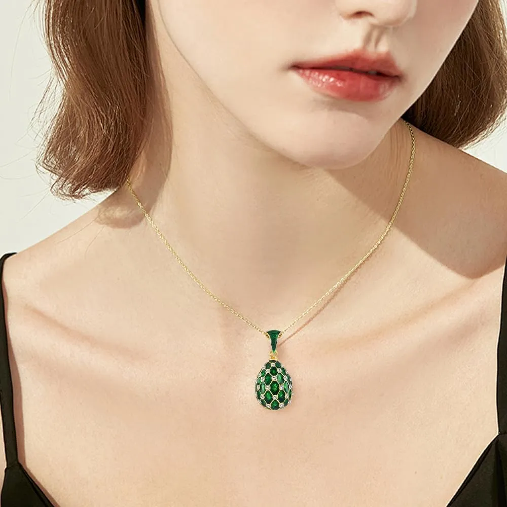 Easter 2025 Enamel Necklace For Women Brass Egg Pendant Pendants Gift