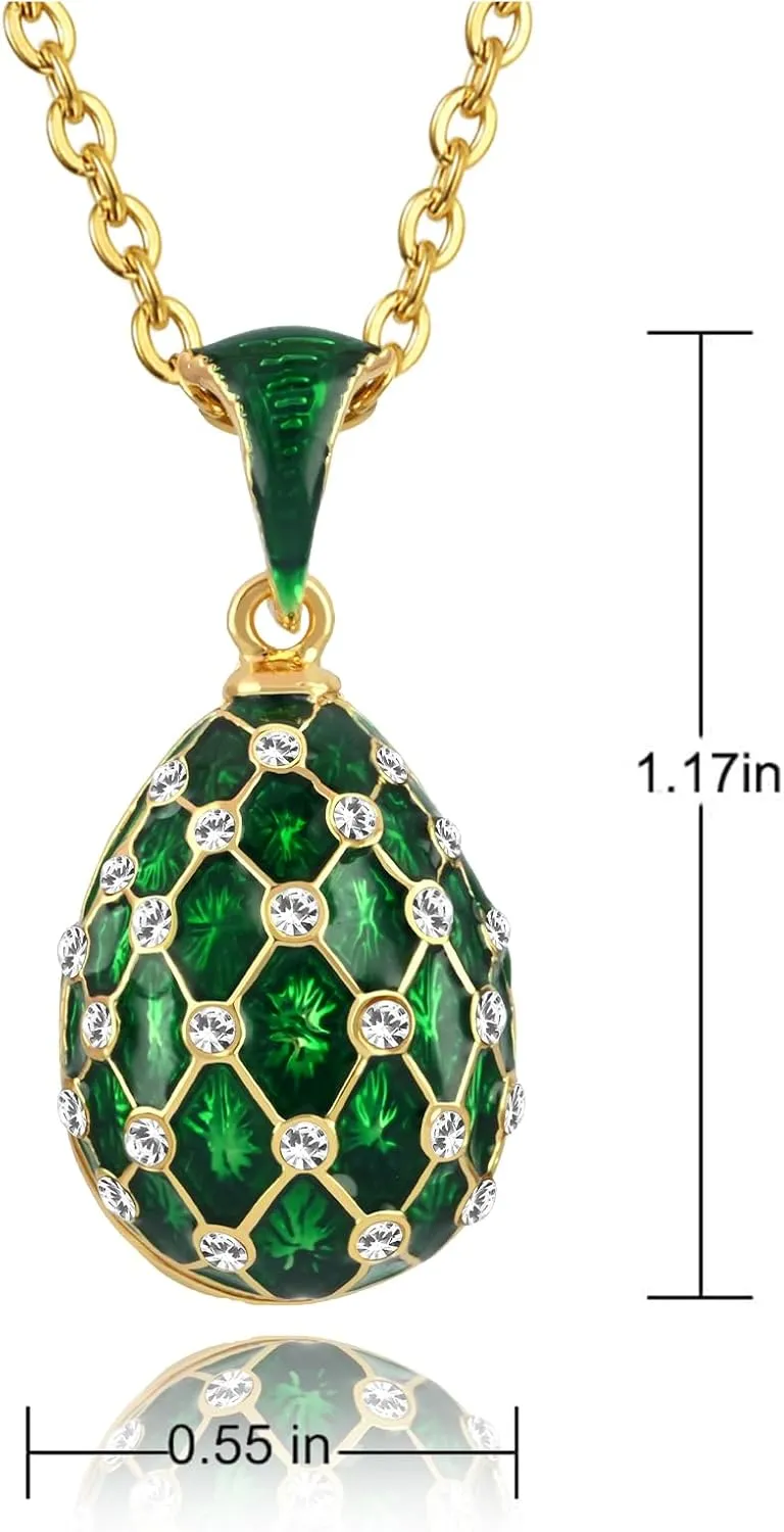 Easter 2025 Enamel Necklace For Women Brass Egg Pendant Pendants Gift