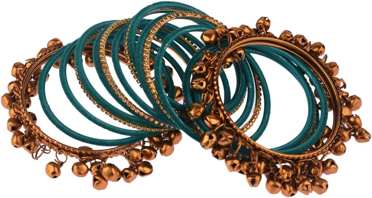 Efulgenz Indian Bangle Set Rhinestone CZ Crystal Velvet Bangle Boho Oxidized Bracelet Jewelry for Women