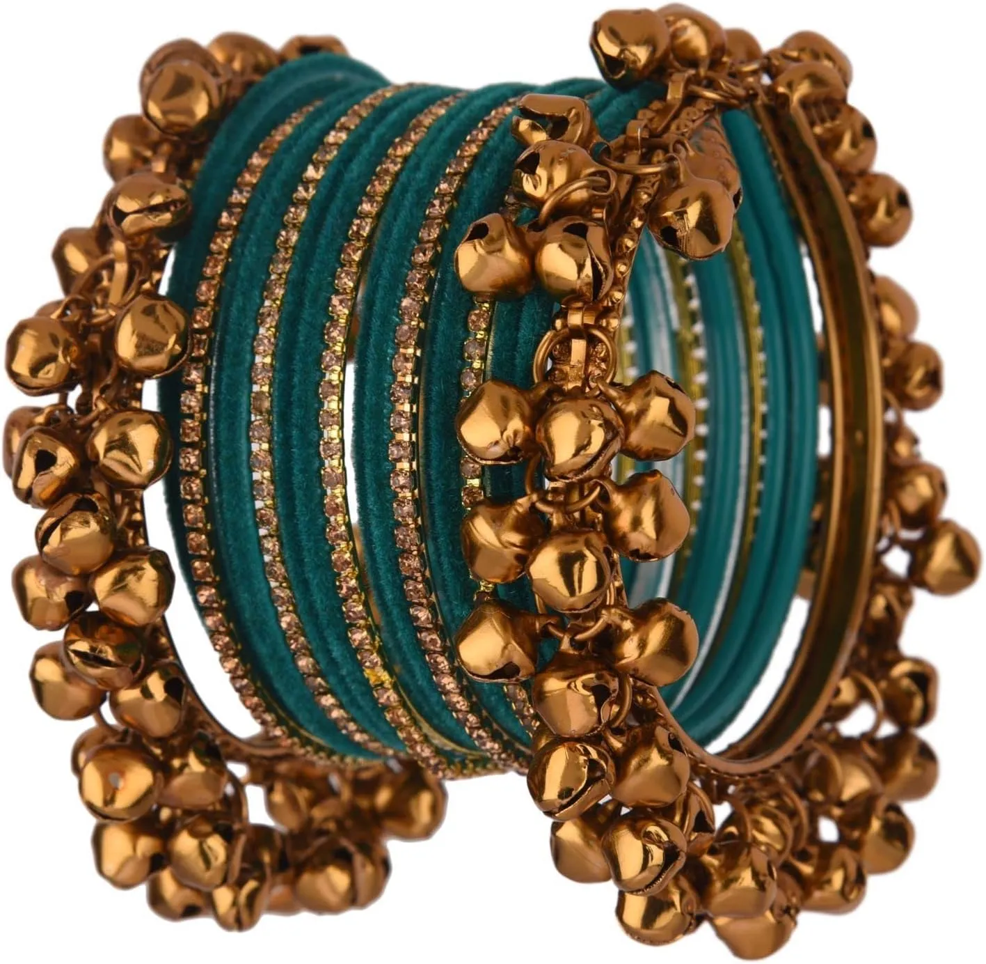 Efulgenz Indian Bangle Set Rhinestone CZ Crystal Velvet Bangle Boho Oxidized Bracelet Jewelry for Women