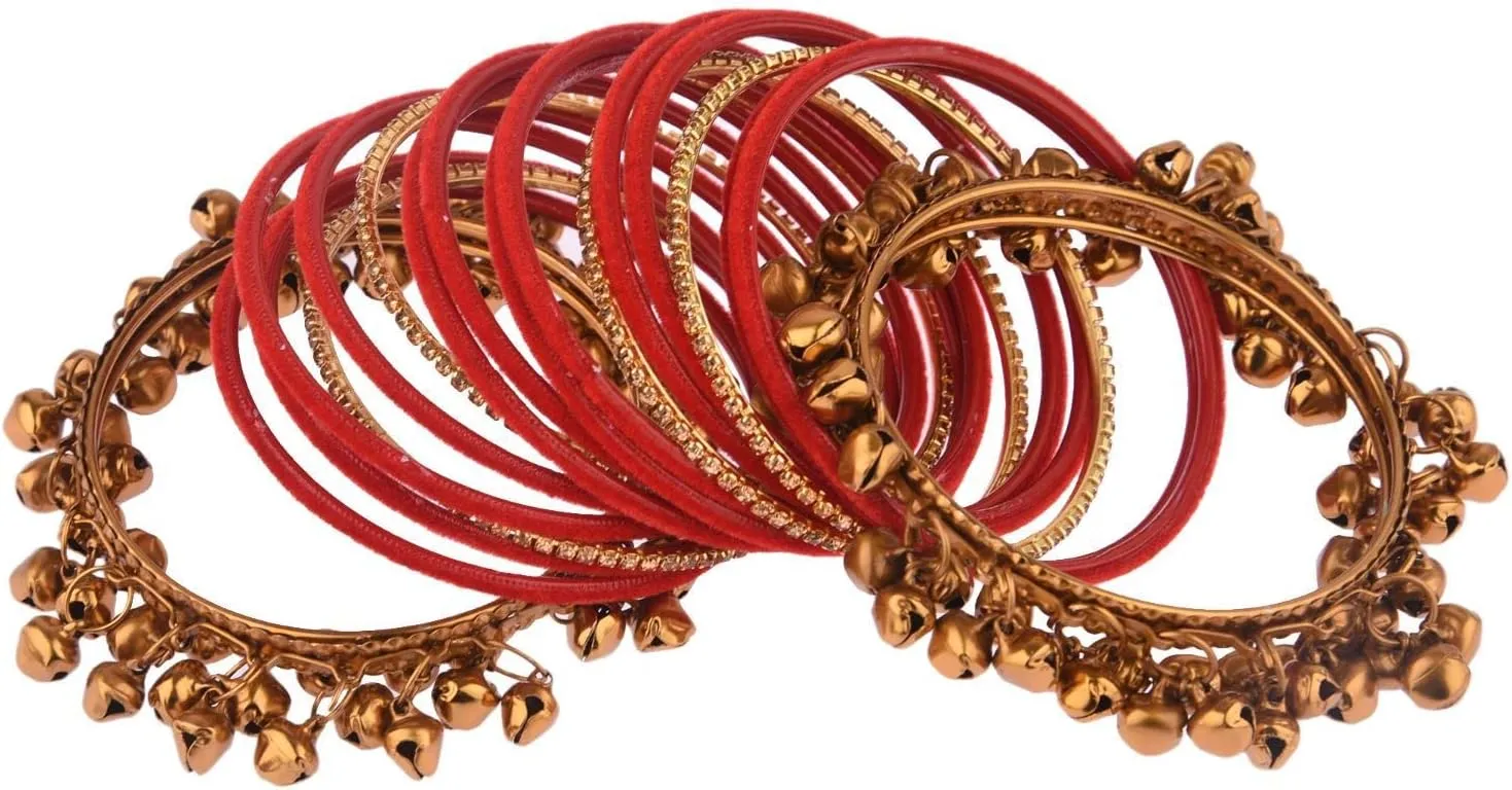 Efulgenz Indian Bangle Set Rhinestone CZ Crystal Velvet Bangle Boho Oxidized Bracelet Jewelry for Women