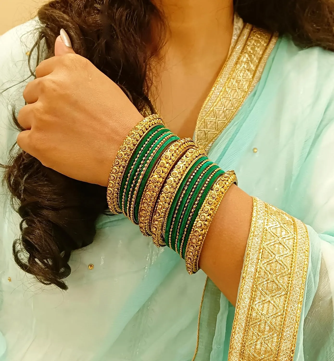 Efulgenz Indian Oxidized Bangle Bracelet Set for Women Boho Punk Crystal Studded Bangles Metal Ball Bangles Fashion Statement Jewelry for Women (18 Pcs)