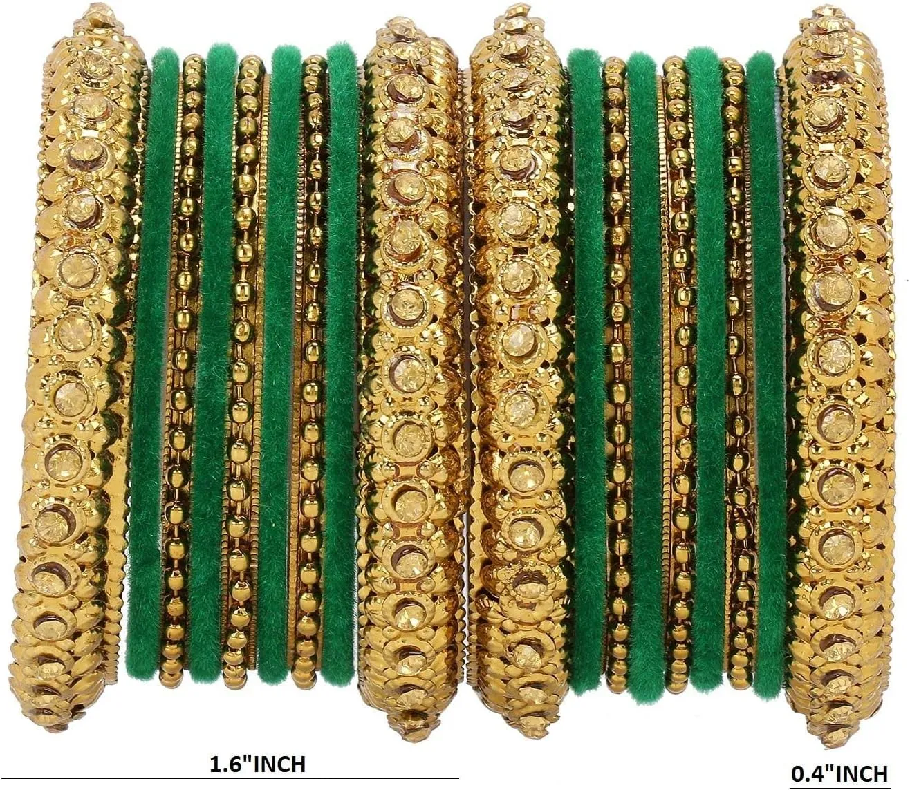 Efulgenz Indian Oxidized Bangle Bracelet Set for Women Boho Punk Crystal Studded Bangles Metal Ball Bangles Fashion Statement Jewelry for Women (18 Pcs)