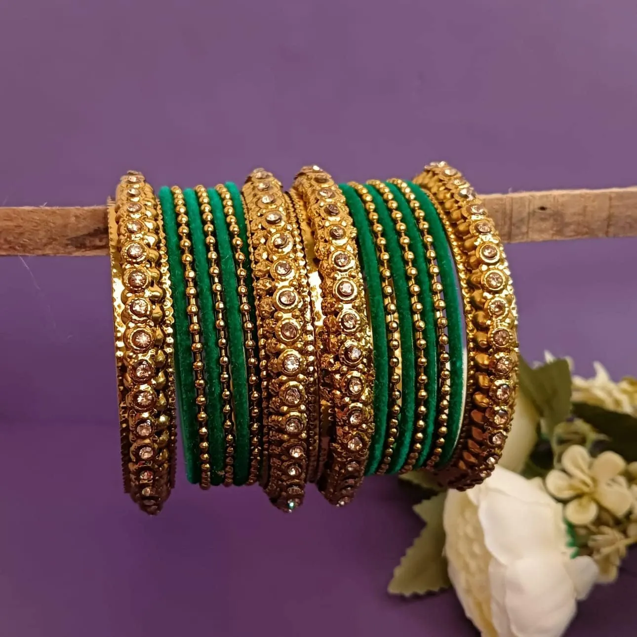 Efulgenz Indian Oxidized Bangle Bracelet Set for Women Boho Punk Crystal Studded Bangles Metal Ball Bangles Fashion Statement Jewelry for Women (18 Pcs)