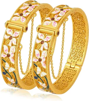 Ethlyn Gifts for women Thick Gold Plated Bangles Bracelet Dating Party Wedding Use colorful Jewelry for mom wife girlfriend