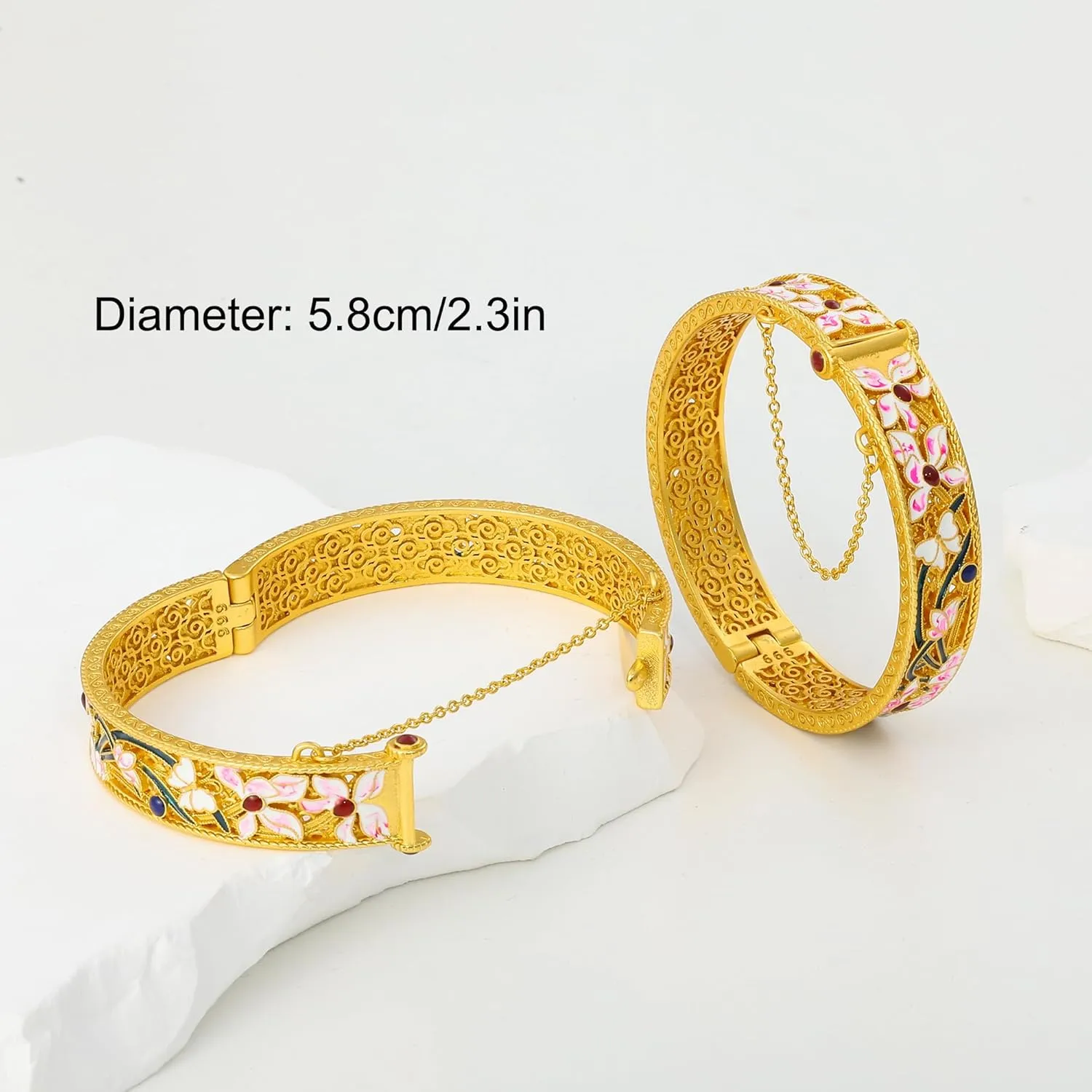 Ethlyn Gifts for women Thick Gold Plated Bangles Bracelet Dating Party Wedding Use colorful Jewelry for mom wife girlfriend