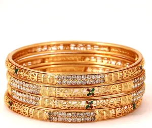 Ethnic Rajasthani Handmade Gold Plated Micro Minakari With Stone Bangles Traditional Designer Jewelry Bangle Bracelets Set Of 4