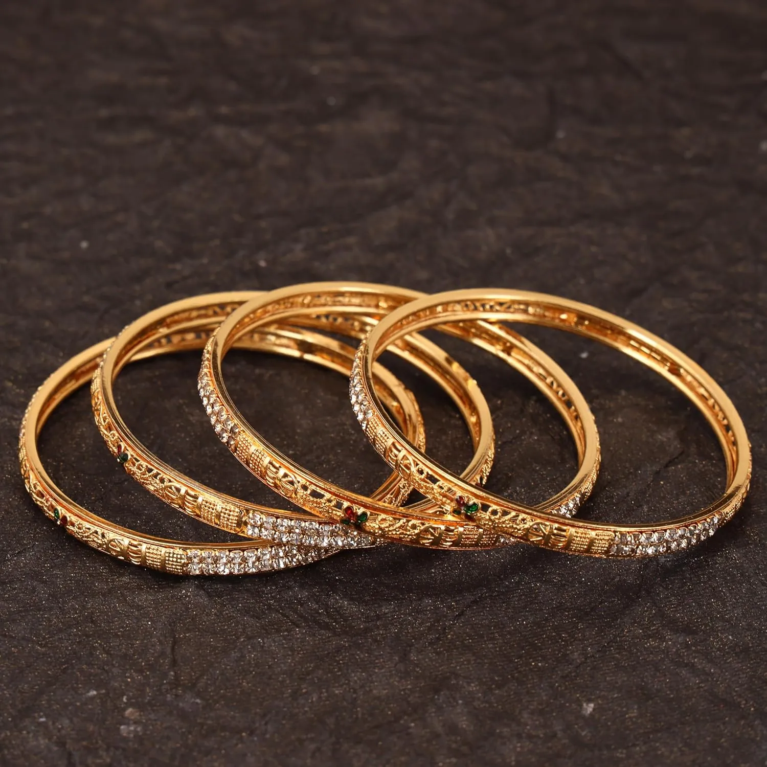 Ethnic Rajasthani Handmade Gold Plated Micro Minakari With Stone Bangles Traditional Designer Jewelry Bangle Bracelets Set Of 4