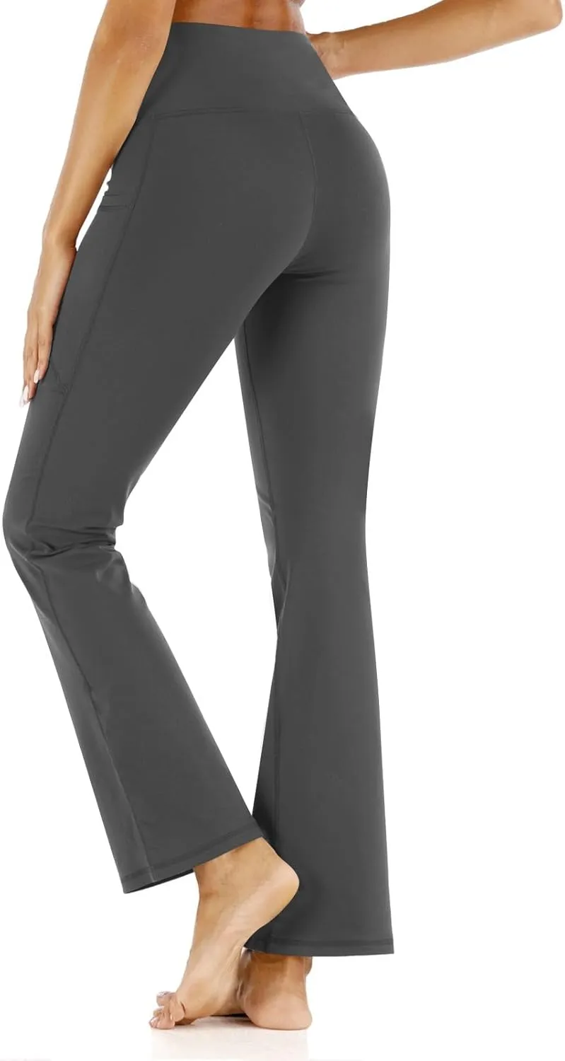 fanmpghleoo Flare Leggings for Women Tummy Control High Waisted Gym Leggings Business Casual Flared Yoga Pants with Pockets