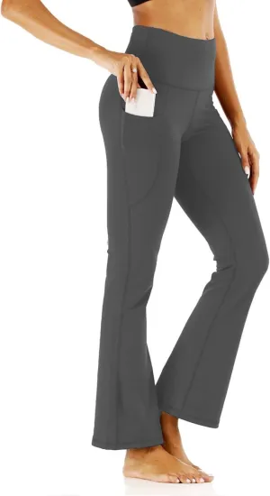 fanmpghleoo Flare Leggings for Women Tummy Control High Waisted Gym Leggings Business Casual Flared Yoga Pants with Pockets