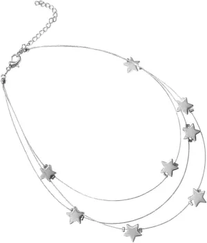 Fashion Silver Necklace Collarbone Chain Double-layer Decorative Pendants