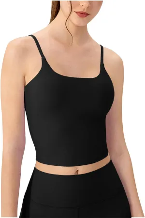 Fitness Tank Tops for Womens Removable Chest Pad Round Neck Strap Tees Yoga Sleeveless Camisole Vest Sports Workout