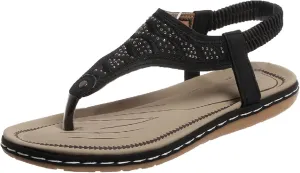 Flat Sandals for Women Arch Support Sandals Casual Elastic Strappy Sandal Flip Flops Summer Comfortable Breathable Ankle Strap Beach Shoes Orthopedic Comfortable Walking Shoe